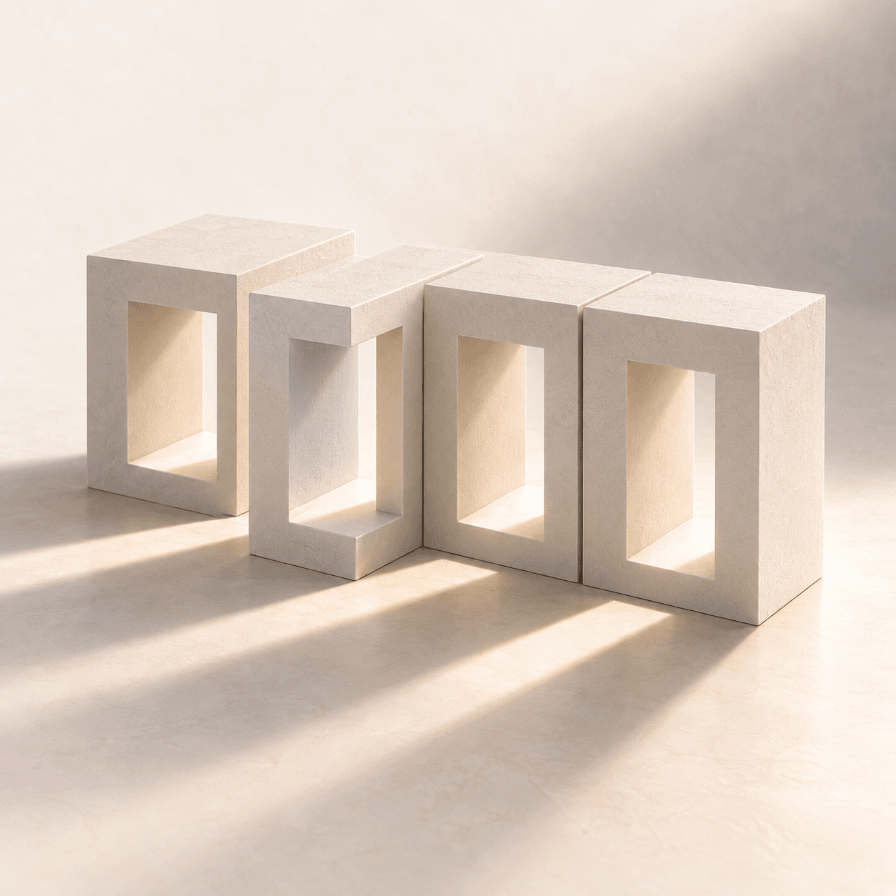 Ivory architectural frames ready to connect.
